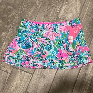 Lilly Pulitzer Luxletic Fionna Skort Turquoise Oasis Golden Hour XL NWT